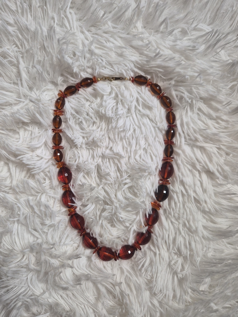 Vintage Claires Necklace Beads Beaded Plastic Rusty Orange Brown Vtg Claire's ✨️